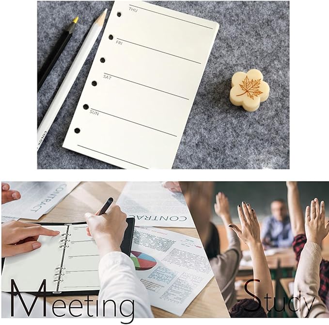 A7 Planner Refill, 3 Pack 135 Sheets/270 Pages Weekly Plan Paper, 6 Ring A7 Pocket Binder Refills Inserts Mini Refill, 6 Hole Loose Leaf Paper Refill for Binder Journal Notebook(4.72'' x 3.34'')
