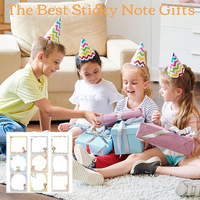 Giraffe Sticky Notes Gifts - 9 Pack Cartoon Giraffe Notepads 3x3 Inch Gifts for Women Men, Safari Animal Self-Adhesive Memo Pads Office School Supplies (450 Sheets)