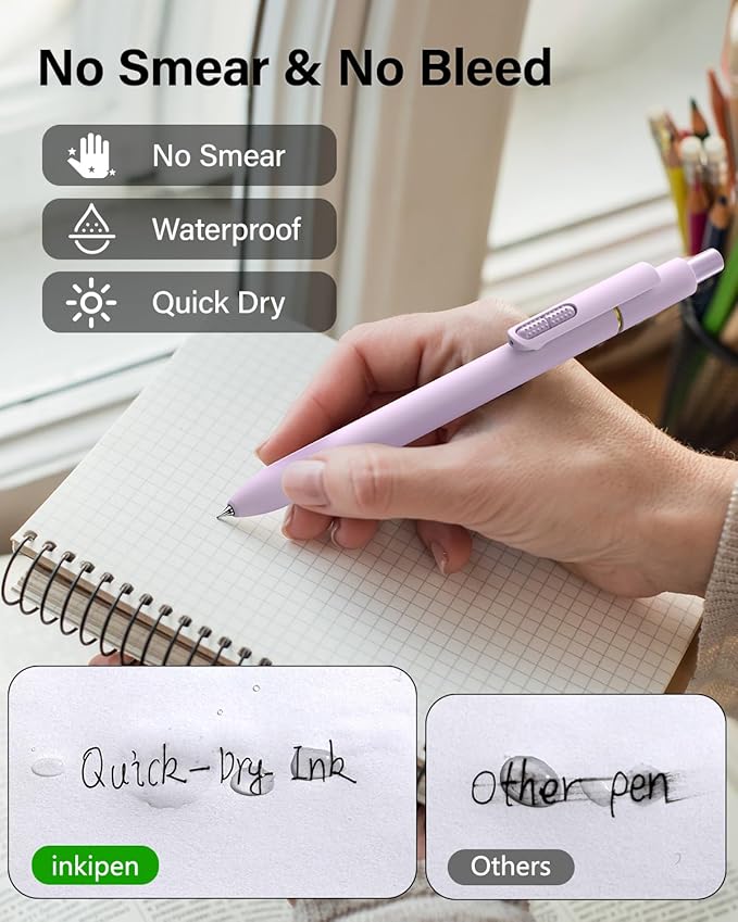 inkipen- 16 Pack Pens, Gel pens Black Ink, Fine Point(0.5mm),Quick-Drying Smooth Writing,School and Office Supplies （Morandi）