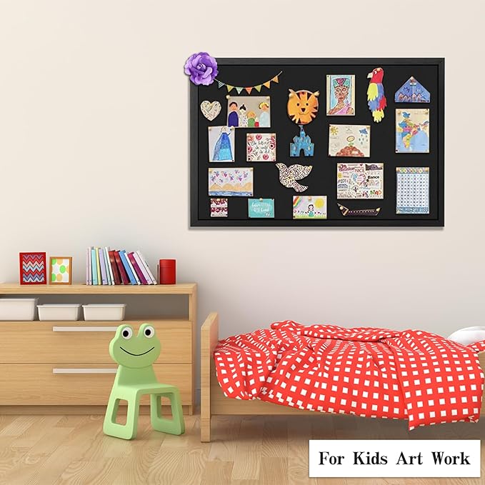 Miratino Large Bulletin Board, 23 "x18 Black Cork Boards for Walls with Frame, Pin Display Board Vision Board for Home School Office Decor