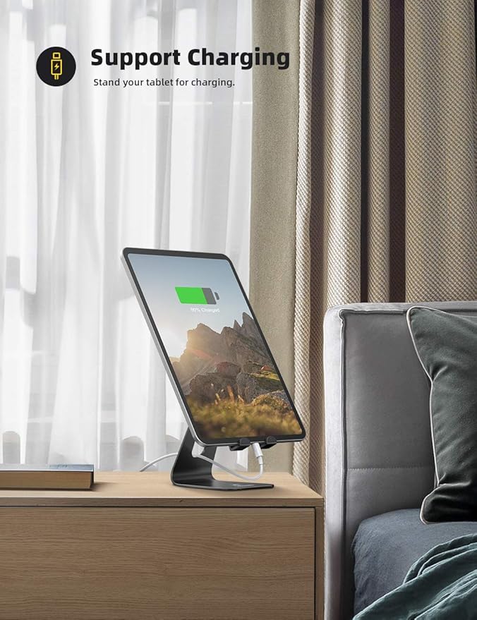 Lamicall Tablet Stand, Tablet Holder for Desk - Multi-Angle Adjustable Tablet Desktop Dock Gifts, Compatible with iPad Pro 11, 12.9, Air, Mini, Fire HD, Galaxy Tab, and Other 4-13" Tablets, Black