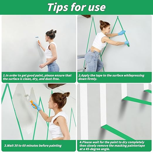 15 Rolls Green Painters Tape Bulk 1 inch x 825 Yards, Painters Masking Tape No Residue Wall Painting Tape Artist Tape Trim Edge Finishing Tape for Wall Painting Decoration DIY Supplies