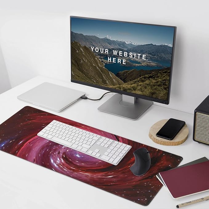 Outer Space Galaxy Mouse Pads XXL Extended Mousepad with Stitched Edges Nebula Astronomy Theme Non-Slip Rubber Base Computer Keyboard Pad Desk Mat for Home Office Desk Decor, 35.4" X 15.7"