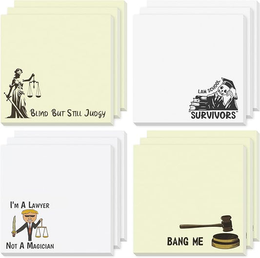 12 Pcs Lawyer Funny Sticky Notes Self-Stick Writing Memo Pads for Attorneys Law Students Paralegals Legal Assistants Office Stationery Supplies Desk Accessories Graduation Gifts Law School Essentials
