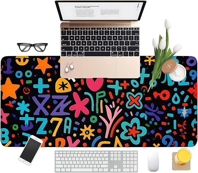 Colorful Abstract Art Extended Gaming Mouse Pad 35.4 x 15.7 Inch – Vibrant Desk Mat for Gaming, Office, and Study, with Non-Slip Rubber Base and Smooth Cloth Surface