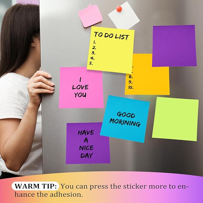Zubebe 24 Pads 11 x 11 Inch Large Sticky Notes Jumbo Bright Colors Sticky Notepads Self Stick Note Square Memo Post Stickies for Office School, 25 Sheets/pad