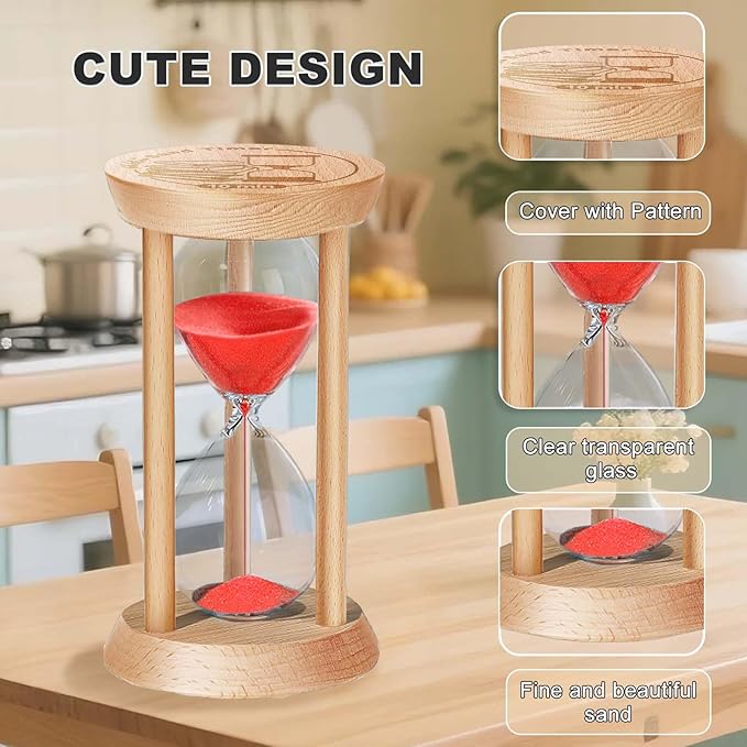 SuLiao Wooden Sand Timer 2 Minute Hourglass, Wood Red Sand Clock, Small Watch 2 Min Timer, Hour Glass Sandglass for Home, Reloj De Arena, Office, Decorative, Game, Classroom