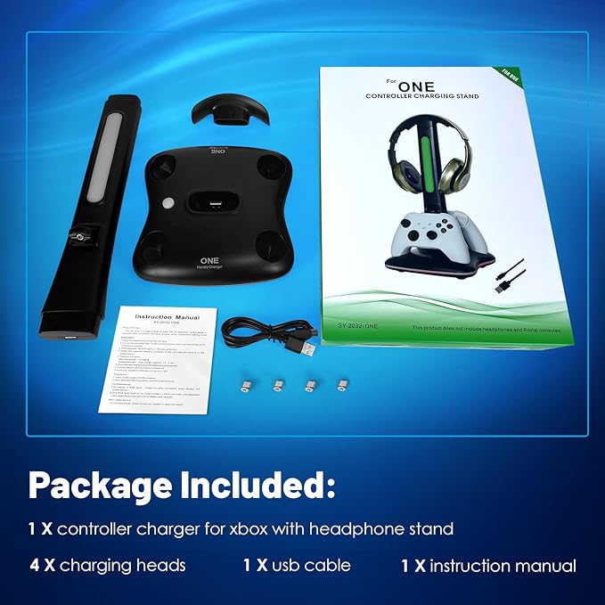 Controller Charger with RGB Headphone Stand for Xbox Series X/S/One/One S/X, XSX Controller Charger Station, Headset and Controllers Stand Holder for Xbox, Gaming Gifts for Gamers Men