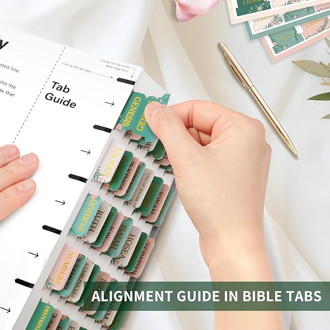 Bible Tabs for Women & Men, Laminated Bible Tabs for Study Bible, Large Print Bible Tabs for Easy Navigation, Bible Index Tabs, 66 Tabs Old & New Testament, Extra 9 Blank Tabs - Cottage Floral