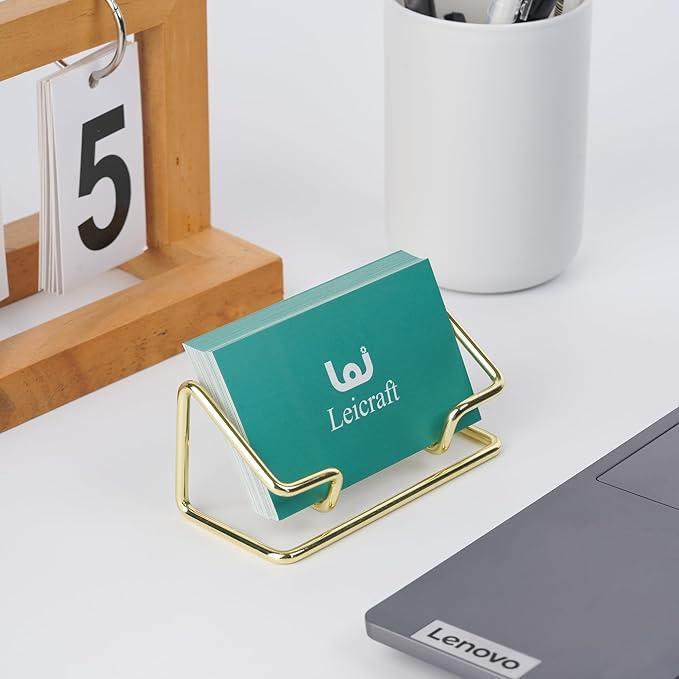 Business Card Holder for Desk, Cute Metal Card Organizers and Office Desk Accessories for Men and Women (Black)