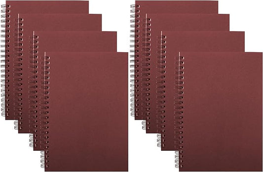 YYaaloa 8-Pack A5 Lined Sketch Book Soft Cover Spiral Notebooks Journals 120 Pages 5.7" x 8.3" Cream colored paper (A5 Lined Red 8pcs)