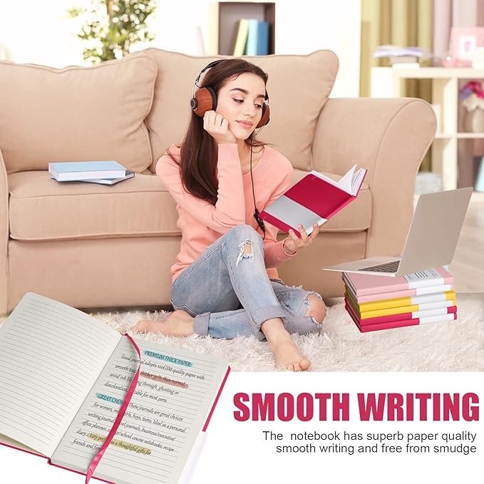Lined Journal Notebook – Hardcover Notebook for Men & Women – Journals for Writing, Work, School, Home & Daily Notes, 160 Pages – Medium A5, 5.7"x8", 100 gsm Thick Paper (Rose Red)