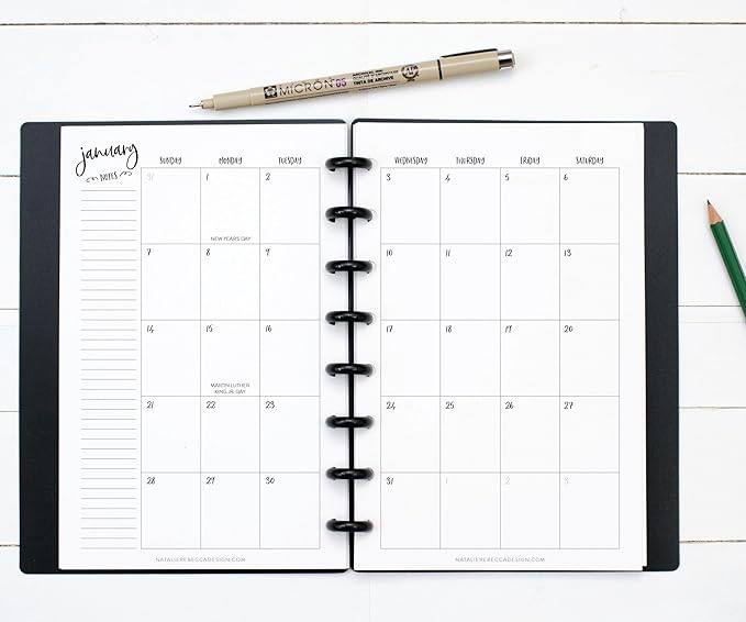 BetterNote 2026 Monthly Calendar Refill Fits Disc Notebooks, Fits Happy Planner, Levenger Circa, Arc Staples, TUL Office Depot, InkWell Press (Whimsy, 8-Disc, 5.5"x8.5")