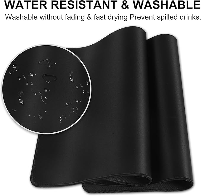Large Gaming Mouse Pad Extended XXL Mouse Mat Long Desk Pad with Stitched Edges for Keyboard Home Office Gaming Work Big Desk Pad (35.4x15.7IN,90x40) (Black)