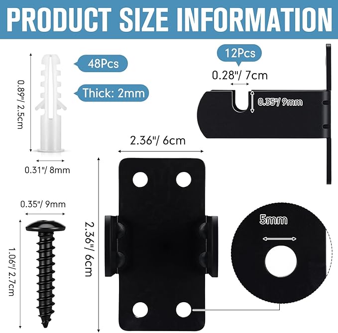 Thyle 12 Pack Gridwall Mount Brackets Metal Double Hook with Screws Wire Grid Panel Hooks Accessories for Warehouse Clothing Store Shop Cloakroom Retail Display Garage Office Wall Organization