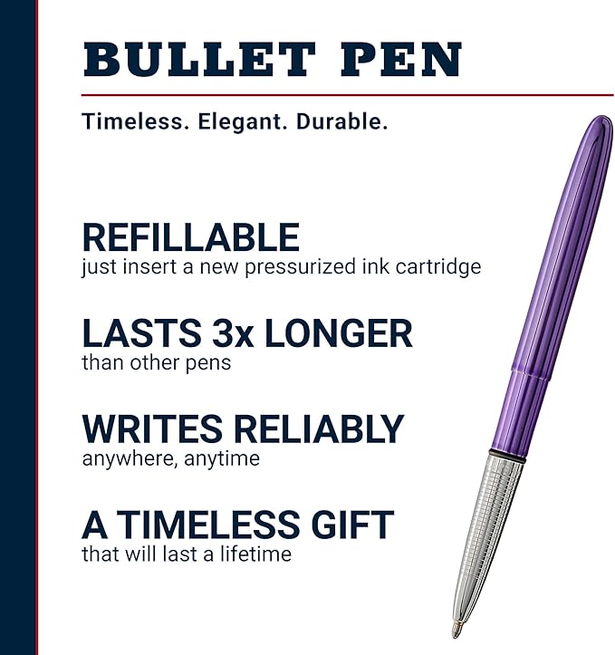 Fisher Space Pen Bullet Space Pen, Purple Haze Pressurized Ballpoint Pen, Compact Pocket Size, Writes Upside Down and in Extreme Temperatures, Smooth Black Ink, Medium Point, Gift Box, Made in the USA