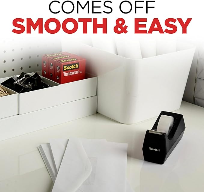 Scotch Transparent Tape with C60 Desktop Dispenser, Versatile, Cuts Cleanly, Engineered for Office and Home Use, 3/4 x 1000 Inches, Boxed, 12 Rolls, 1 Dispenser