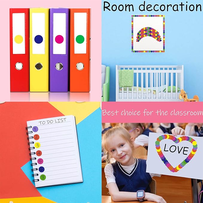 1400 PCS Colored Dot Stickers Round Color Coding Labels Classroom Must Haves, Circle Dots Labels Price Stickers Polka Circle Dot Stickers Label Sticker for Office, Classroom Decor, Papers Etc