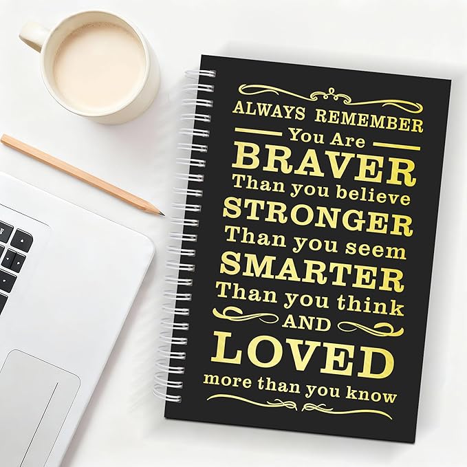 2Pcs Blank Spiral Notebook,Inspirational Gifts A5 Hardcover Sketch Book,Art Sketchbook for Drawing, Unlined, Plain Sketch Book for Women Men Work Writing,160 Pages (2, Blank Page Black)
