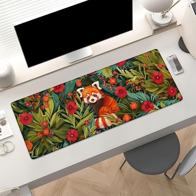 Red Panda Gaming Mouse Pad, Large Desk Mat for Computer, Extended Keyboard Laptop Mouse Pads, 31.5×11.8in Non Slip Rubber Mousepad for Office Decor Gifts(color11)