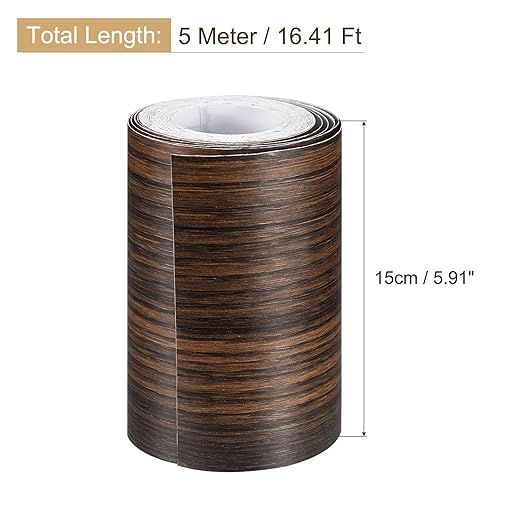 uxcell Wood Grain Tape, 5.91" x16 Ft Wall Paper Border Sticker Self-Adhesive Wood Grain Repair Patch with Scraper for Wall Corner Table Door Sofa Furniture Home Decor (Dark Cherry)