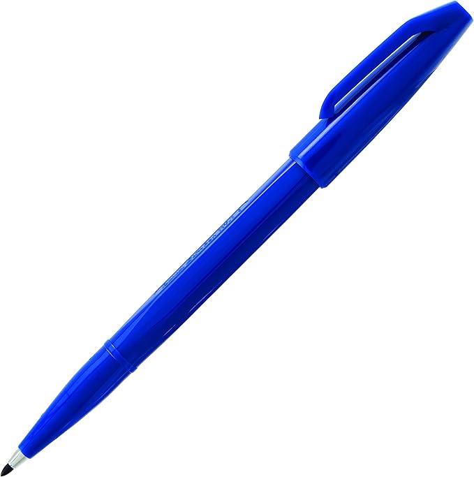 Pentel Sign Pen Fiber-Tipped Pen, Blue Ink, Box of 12 (S520-C)