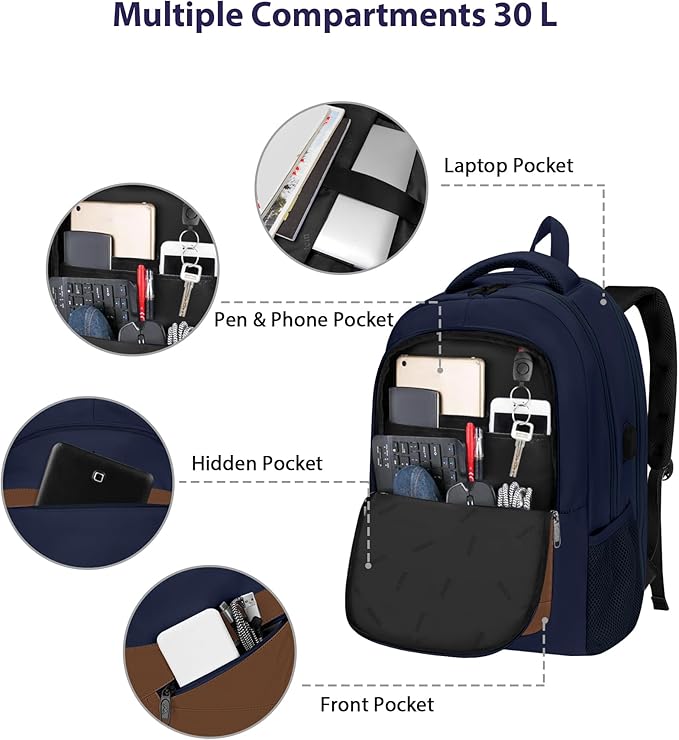 MATEIN Travel Backpack for Men with USB Charging Port, TSA Friendly Carry On 17.3 Inch Laptop Backpack with Luggage Strap, Water Resistant Flight Approved Work Business College Daypack Bag for Men