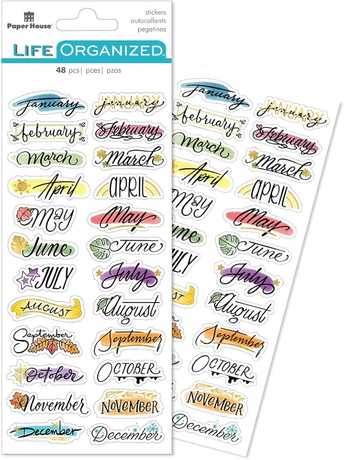 Paper House Productions Planner Sticker Essential Set of 4 Packs of 4 Sticker Sheets for Planners, Journaling and Crafting