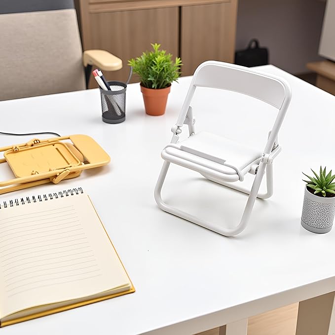 10Pcs Foldable Chair Phone Stand, Mini Universal Mobile Holder in Candy Colors - Cute Desk Decor Accessories, Portable Stool Organizer for Workspace, Gift Ideas and Miniature Decorative Items