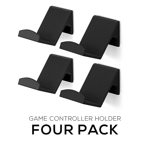 BRAINWAVZ Game Controller Holder Wall Mount Stand (4 Pack) For XBOX, PS5, SERIES X, ONE, PS4, PS3, SWITCH, NINTENDO, PC & MORE, Fits Latest & Retro Gamepads, Stick On, Easy To Install, UGC1