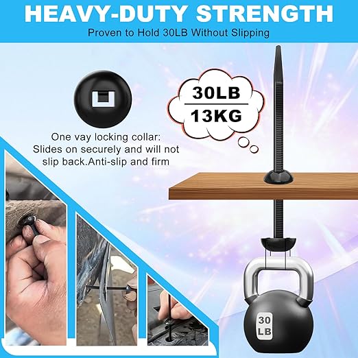 50Pcs Nylon Universal Cable Tie Buckle for Car, Upgraded Automotive Zipper Clips, Heavy Duty Self-Locking Zip Ties Holder with Pin & Button,Top Movable Dome Design