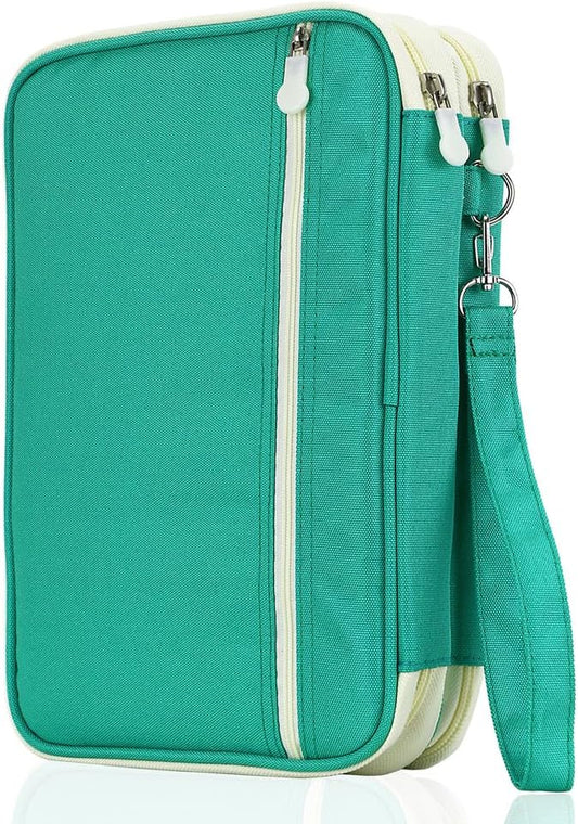 YOUSHARES 192 Slots Colored Pencil Case, Large Capacity Pencil Holder Pen Organizer Bag with Zipper for Prismacolor Watercolor Coloring Pencils, Gel Pens & Markers for Student & Artist (Green)