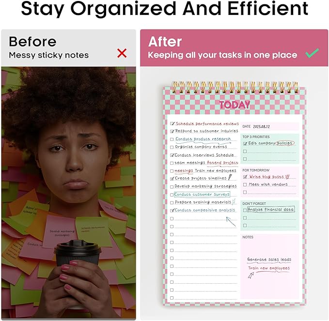 To Do List NotePad, Aesthetic To Do List Notebook for Work With 52 Sheet For Daily Tasks and Goal Setting, Undated Daily Planner Perfect for Office, Home and School Supplies - Bubble Checkered