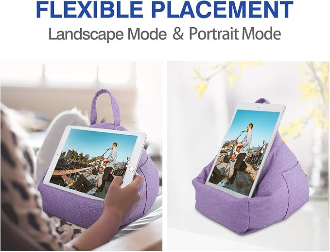 MoKo Tablet Pillow Stand, Lap Pillow Bed Sofa Soft Cushion Holder Xmas Gift for Phones Tablets Up to 11", Fit iPad 10th, iPad Pro 11 2022, iPad mini 6, iPad Air 4/3, Tab S6/S7 11" - Light Purple