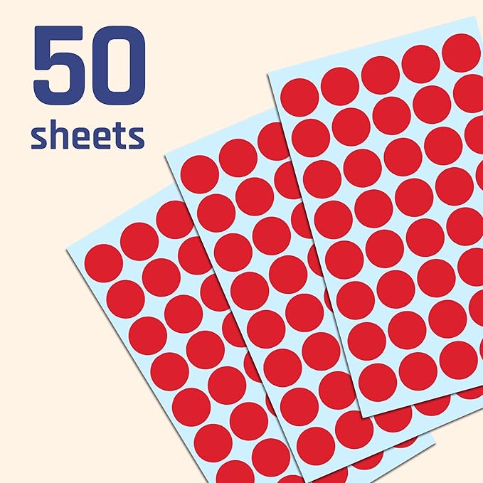 2000 Pack, 3/4" Round Dot Stickers Circle Labels - Red