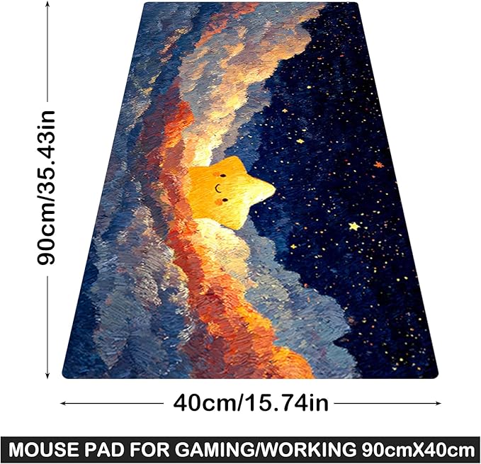 Nuxovilar Professional Large Mouse Pad & Computer Game Mouse Mat (35.4x15.7IN, Dreamy Clouds & Luminous Celestial Art) (90 * 40cm Dreamy Celestial Clouds)
