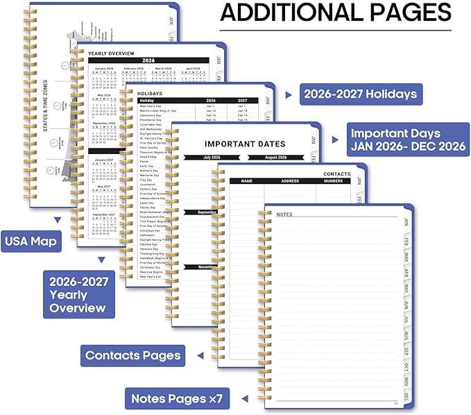 2026 Planner 8.5" x 11", Weekly and Monthly Calendar Planner Book, January 2026 - December 2026, Hardcover Spiral Planner with Monthly Tabs, Notes Pages, Perfect for Women & Men, A4 - Royal Blue