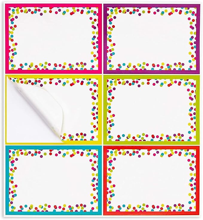 Bright Creations Name Tag Stickers for Classroom Supplies - 144 Labels, 3.5 x 2.5 in, Multicolor - Teacher Supplies & Student Name Tags for Desks & Labels for Classroom Bins