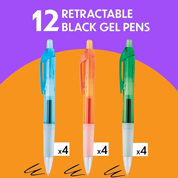 BIC Intensity Clic Black Gel Pens, Medium Point (0.7mm), 12-Count Pack, Retractable Gel Pens With Comfortable Grip (packaging may vary)