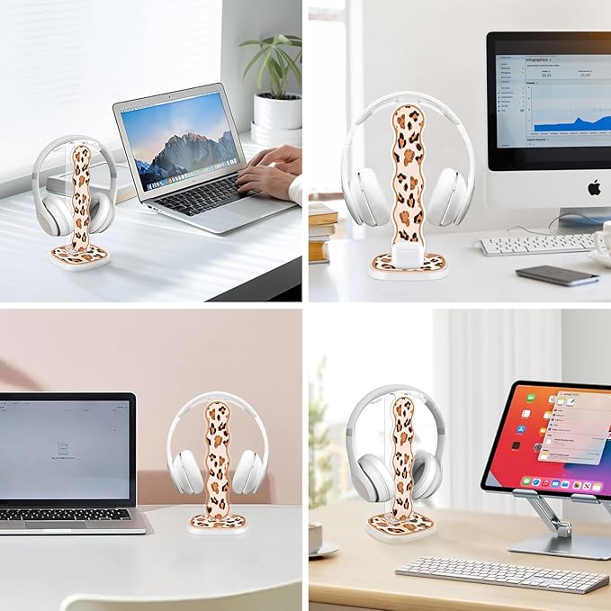 CameCosy Leopard Headphone Stand, Compatible with, Sturdy Acrylic Design, Multifunctional for Headphones & Cell Phone