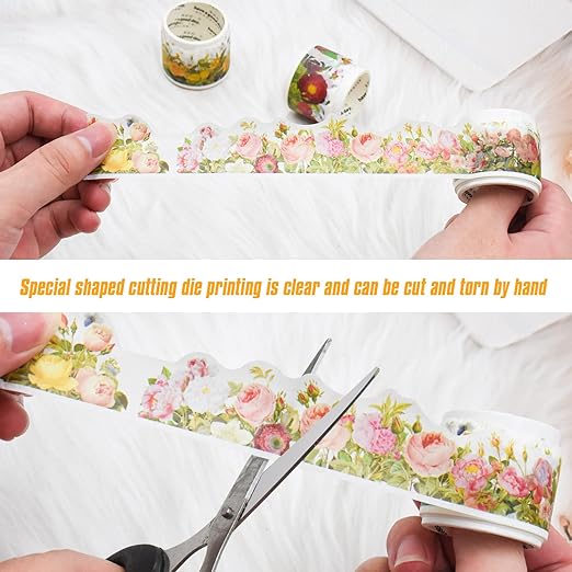 6 Roll Vintage Plant Flower Washi Masking Tape Natural Landscaping Border Aesthetic Washi Tape Stickers for DIY Diary Bullet Junk Journal Planners Scrapbooking Art Craft Supplies