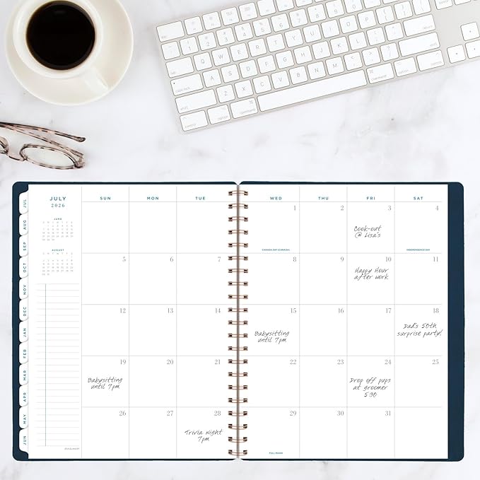 AT-A-GLANCE Planner 2025-2026 Academic, Weekly & Monthly, 8-1/2" x 11", Large, Monthly Tabs, Flexible Cover, Signature Collection, Navy (YP905A20)