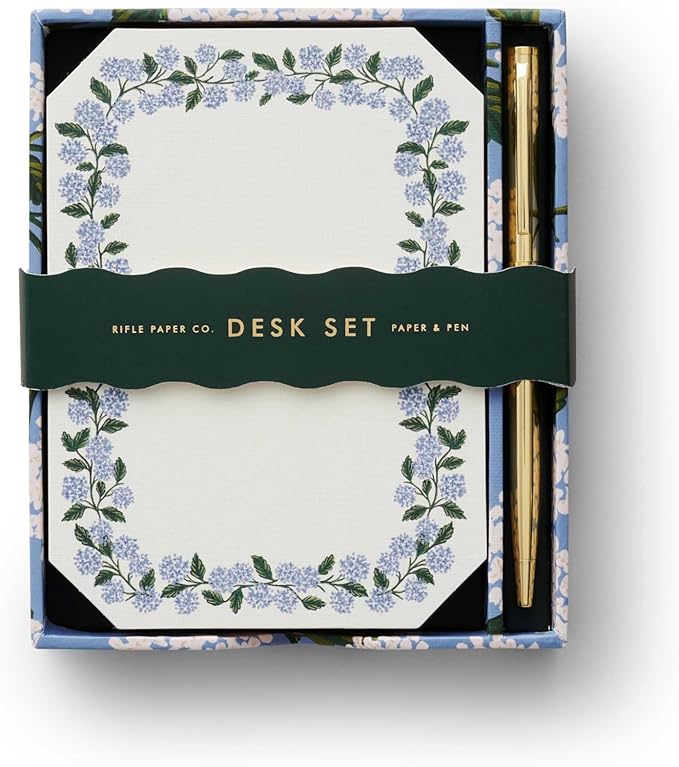 RIFLE PAPER CO. Hydrangea Note Writing Set, Take Notes with Style, Everyday Reminders or Special Occasion Use, Add a Pinch of Pinache to any Note Taking Task