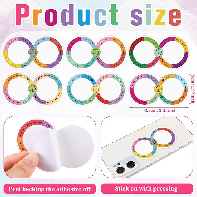 Crtiin 100 Pack Sensory Strips Anxiety Mindfulness Breath Calm Stickers Adhesive Texture Rough Tactile Fidget Tape for Mental Health Relief Anti Stress Stickers(Simple)