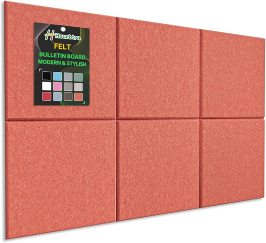 Hsurbtra Large Cork Board for Wall 36 x 24 Inch, 6 Pack Felt Bulletin Notice Board with Pushpins for Office Home School Farmhouse Wall Decor, Orange