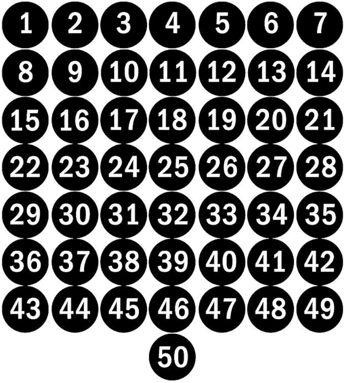 NAVADEAL 2" & 3” Round Number 1-50 Adhesive Stickers in Blue, Red, Black, Green - Inventory Storage Labels, Great for Marking Bins or Toolbox for Daily Use in School, Office, Workshop