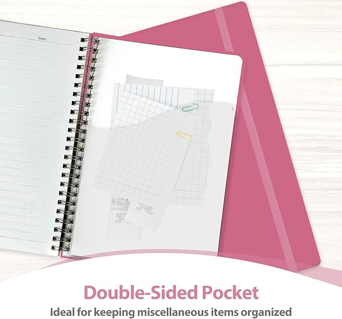 VALOME Journaling Notebooks, A5 Lined Spiral Notebook for Women & Men, 146 Pages College Ruled Hardcover Note Book for Work, Note Taking, Journaling, School, Writing (Rose Pink)