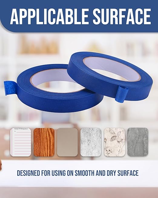 Lichamp 24-Piece Blue Painters Tape 1 inch, Blue Masking Tape Bulk Multi Pack, 1 inch x 55 Yards x 24 Rolls (1320 Total Yards)