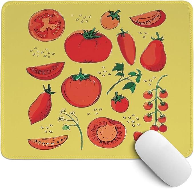 Yellow Mouse Pad,Cottagecore Tomato Mouse Pads,Girly Summer Tomato Decor Desk Mat for Home Office Dorm Desktop,10.2x8.2 Inch