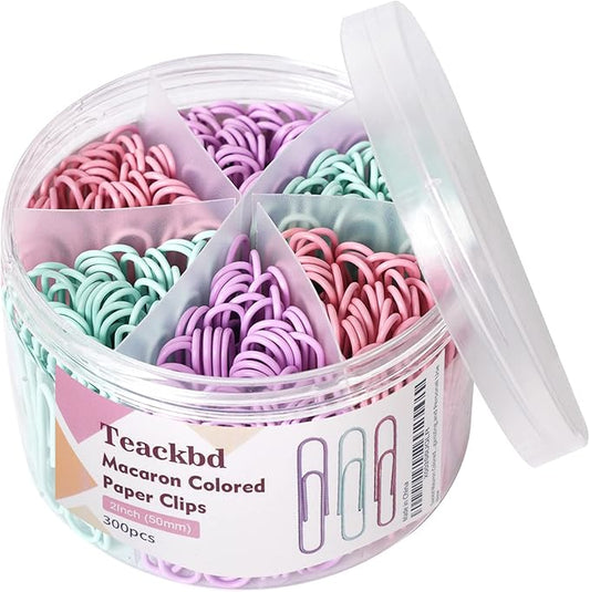 Macaron Colored Paper Clips, Large Paper Clip, 2" Jumbo Paper Clip,300pcs Big Paper Clips for Office Supplies